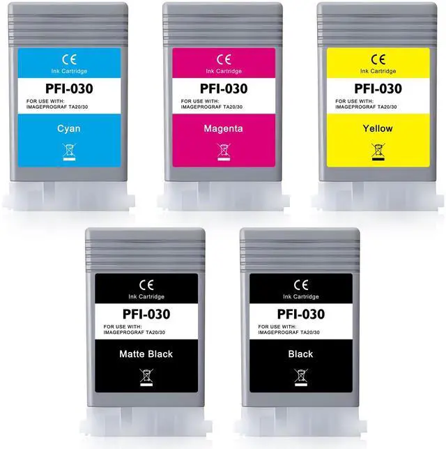 Main image of PFI-030 Ink Cartridge Compatible for Canon imagePROGRAF TA-20 TA-30 | PFI-030 Pigment Ink Tank PFI-030MBK PFI-030BK PFI-030C PFI-030M PFI-030Y, 55ML 5-Pack (MBK/BK/C/M/Y)