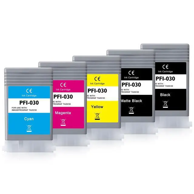 Alt view image 2 of 7 - PFI-030 Ink Cartridge Compatible for Canon imagePROGRAF TA-20 TA-30 | PFI-030 Pigment Ink Tank PFI-030MBK PFI-030BK PFI-030C PFI-030M PFI-030Y, 55ML 5-Pack (MBK/BK/C/M/Y)