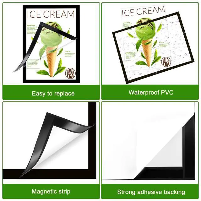 Alt view image 4 of 7 - 50 Pcs Magnetic Sign Holder 8.5 x 11 Self Adhesive Wall Mount Magnetic Document Paper Holder Display Picture Frame with Border and Clear PVC Front Cover for Office Wall Window Store