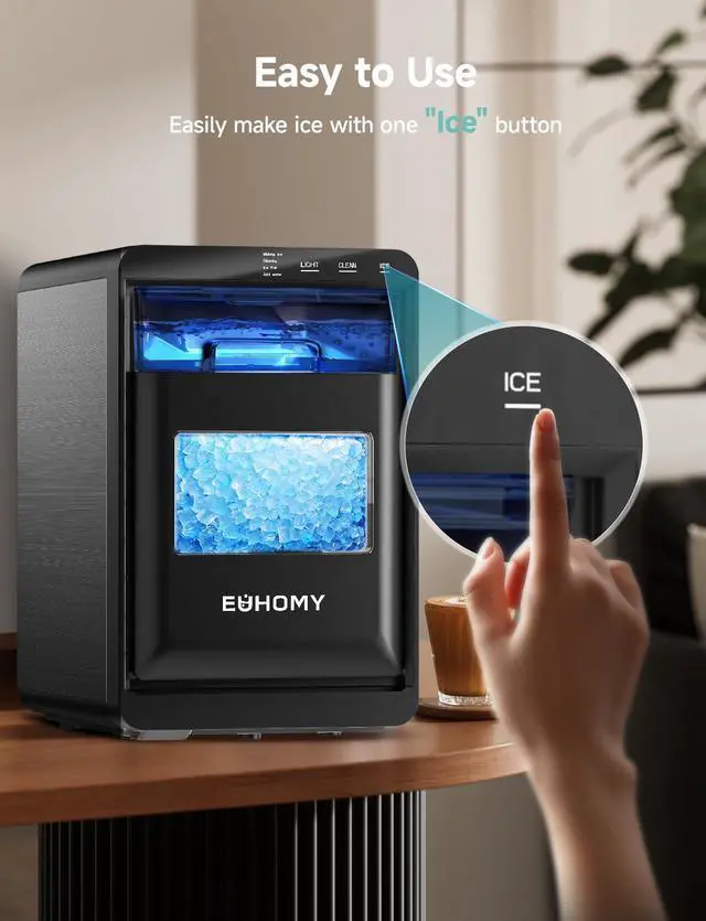 Alt view image 4 of 7 - Nugget Ice Maker Countertop, 40Lbs/24H Pebble Ice Maker Machine, Self-Cleaning Countertop Sonic Ice Makers with Ice Scoop&Basket, Pellet Ice Maker Machine for Home/Kitchen/Office