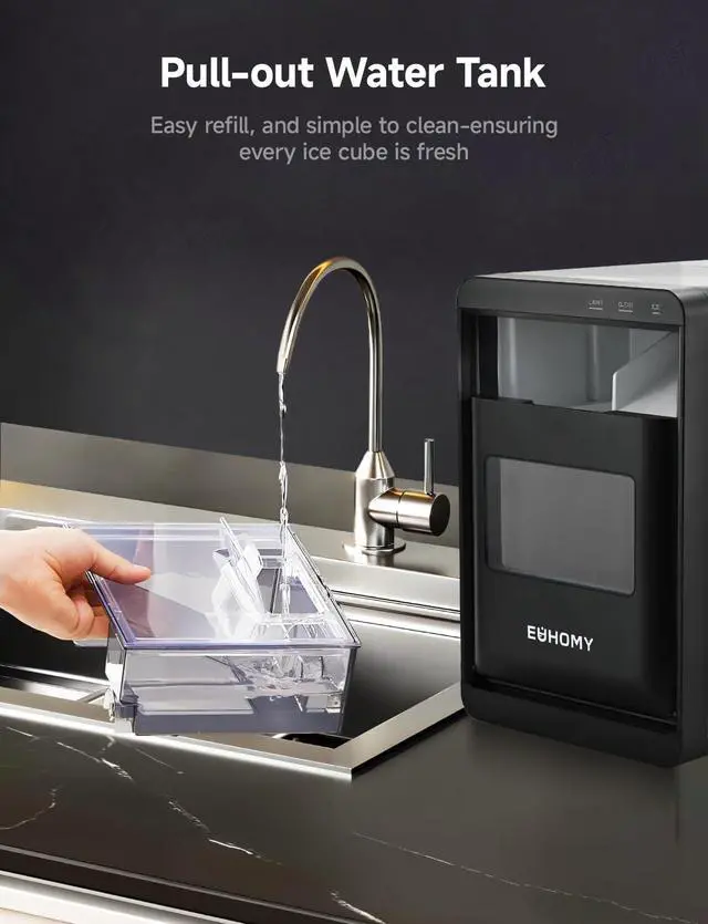 Alt view image 6 of 7 - Nugget Ice Maker Countertop, 40Lbs/24H Pebble Ice Maker Machine, Self-Cleaning Countertop Sonic Ice Makers with Ice Scoop&Basket, Pellet Ice Maker Machine for Home/Kitchen/Office