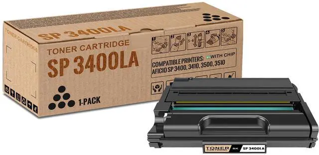 Main image of 1 Pack SP 3400LA Black Toner Cartridge (with Chip) | Replacement for Ricoh SP 3400LA Work with Aficio SP 3400 3410 3500 3510 | 406464