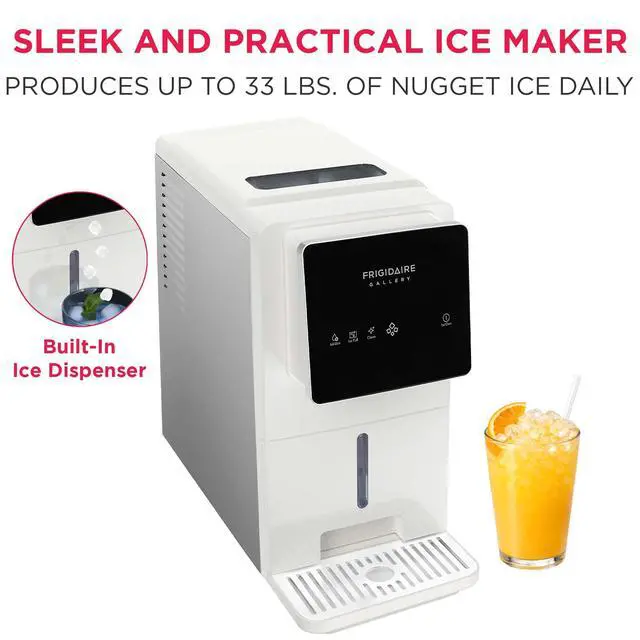 Alt view image 2 of 7 - Countertop Crunchy Chewable Touchscreen Nugget Ice Maker, 33lbs per Day, Auto Self Cleaning, White