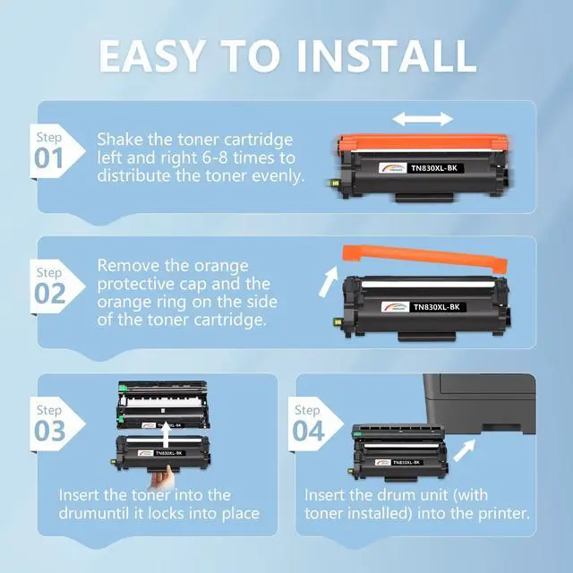 Alt view image 6 of 7 - TN830XL Black High Yield Toner Cartridge Replacement for Brother TN830 TN830XL/V/R Compatible with DCP-L2640DW HL-L2400D HL-L2405W HL-L2460DW HL-L2465DW MFC-L2820DW Laser Printer (2 Pack)