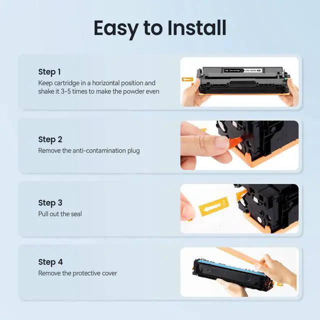 Alt view image 6 of 7 - 414A (with Chip) Compatible Toner Replacement for HP 414A Toner Cartridges 4 Pack 414X W2020A W2021A W2022A, for Color Laser Jet Pro MFP M479fdw M479fdn M479 M454dw M454dn M455dn Printer Ink