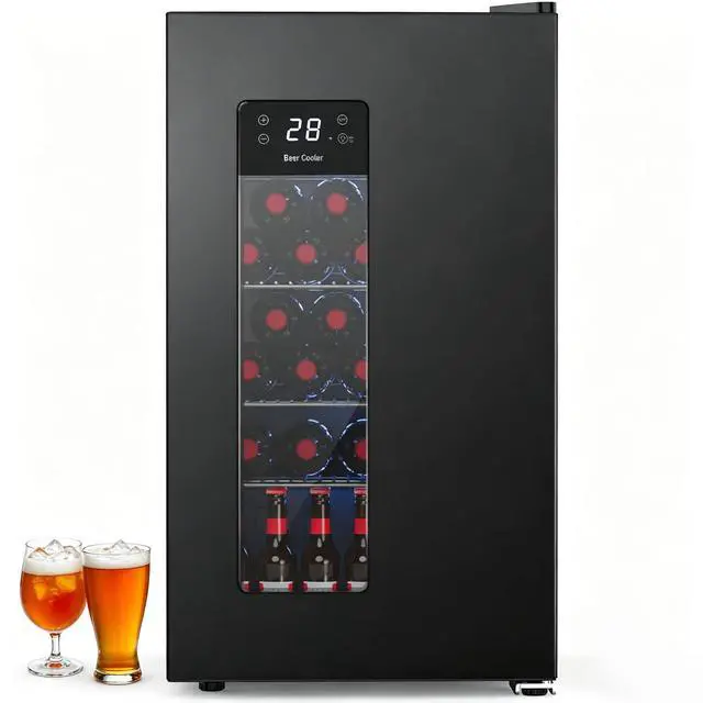 Main image of Beer Cooler 3.2 Cuft, 130 Can Beverage Refrigerator with Adjustable Shelves, Accurate Temperature 20°F-50°F Even Cooling for Home Bar, Game Day, Mancave, Black