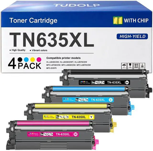Main image of TN635XL Toner Cartridges 4 Pack Compatible for Brother mfc-l8930cdw toner | TN-635XL TN 635XL TN-635 for HL-L8570CDW HL-L8430CDW MFC-L8970CDW HL-L8430CDWT MFC-L8730CDW Ink Printer