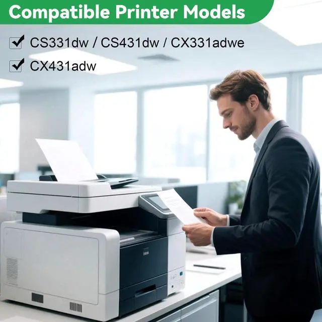 Alt view image 2 of 5 - 20N10K0 CS331 Toner Cartridge Black with Chip Compatible for Lexmark CS331 CX331 CS431 CX431 CS331dw CS431dw CX331adwe CX431adw Printers(1-Pack, 1,500 Pages)