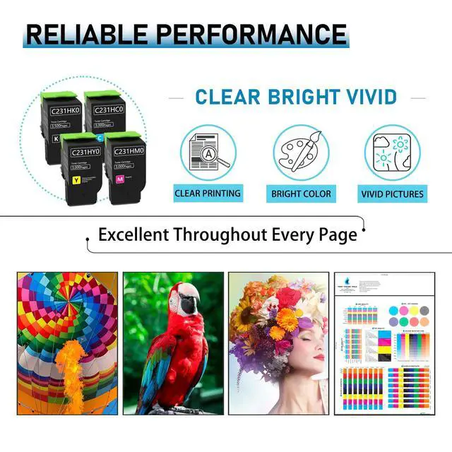 Alt view image 4 of 5 - C2325 C2425 Toner Cartridge Replacement for Lexmark C231HC0 C231HM0 C231HY0 C231HK0 Toner for Lexmark C2325 C2325dw C2425 C2425dw C2535 C2535dw MC2325adw MC2425adw MC2535adwe MC2640 MC2640adwe