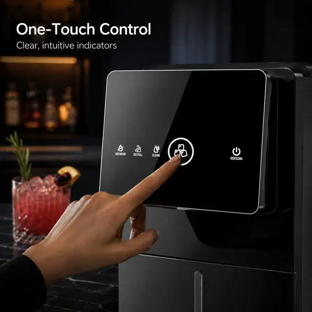 Alt view image 5 of 7 - Nugget Ice Maker Countertop, 33LBS/24H Ice Machine with Soft Chewable Ice, One-Click, Self-Cleaning Function, Stainless Steel Ice Maker with Indicator Lights for Home/Kitchen(Black)