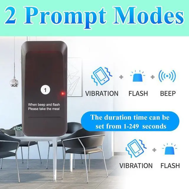 Alt view image 4 of 6 - Restaurant Pager System, Pagers for Restaurants Wireless Calling System Touch Keypad, 16 Pagers and Beepers for Food Truck Bars Court Restaurants Hotels Cafe Shops Clinics (Black)