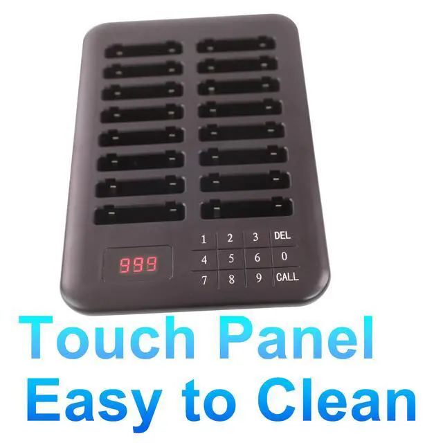 Alt view image 3 of 6 - Restaurant Pager System, Pagers for Restaurants Wireless Calling System Touch Keypad, 16 Pagers and Beepers for Food Truck Bars Court Restaurants Hotels Cafe Shops Clinics (Black)