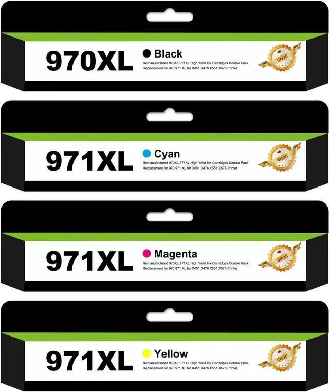 Main image of 970XL 971XL Ink Cartridges Combo Pack Replacement for HP 970 XL 971 XL Ink Cartridges for Officejet Pro X476dw X576dw X451dw X551dw X451dn X476dn Printer (4-Pack)