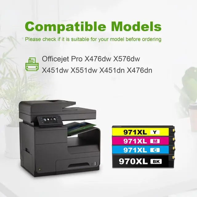 Alt view image 2 of 7 - 970XL 971XL Ink Cartridges Combo Pack Replacement for HP 970 XL 971 XL Ink Cartridges for Officejet Pro X476dw X576dw X451dw X551dw X451dn X476dn Printer (4-Pack)
