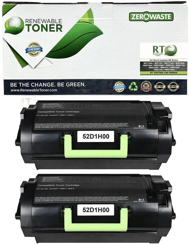Main image of RT 521H High Yield Remanufactured Toner Replacement for Lexmark 52D1H00 521 | MS810 MS810n MS810dn MS810de MS811 MS811n MS811dn MS811dtn MS812 MS812dn MS812de MS710 MS710n MS711 MS711dn (Pack of 2)