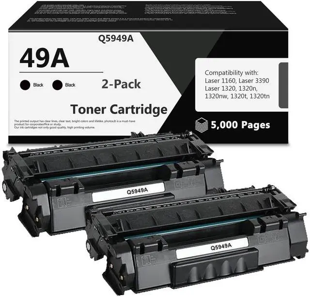 Main image of 49A Toner Cartridge Replacement for HP 49A Q5949A 53A Q7553A 49X Q5949X for 1320 Toner Cartridge 1320n 3390 1160 1320tn 1320nw 3392 P2015 P2015dn Printer (Black, 2-Pack)