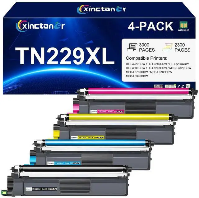 Main image of TN229XL 229XL Toner Cartridges 4 Pack HL-L3220CDW HL-L3280CDW | Compatible for Brother TN229XL TN229 Toner Use for HL-L3220CDW HL-L3280CDW MFC-L3720CDW HL-L3300CDW HL-L3295CDW Printer