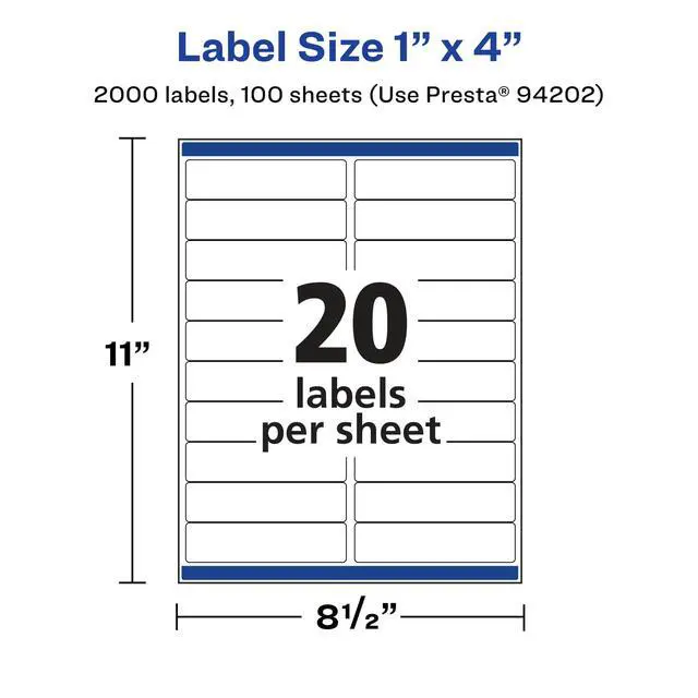 Alt view image 5 of 7 - ® Matte White Rectangle Labels, Sure Feed® Technology, 1" x 4", 2,000 Matte White Printable Labels