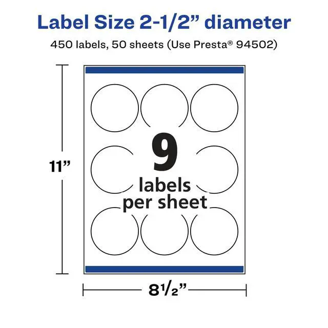 Alt view image 5 of 7 - ® Matte Clear Round Labels, Sure Feed® Technology, 2.5" Diameter, 450 Matte Clear Labels, Print-to-The-Edge, Laser/Inkjet Printable
