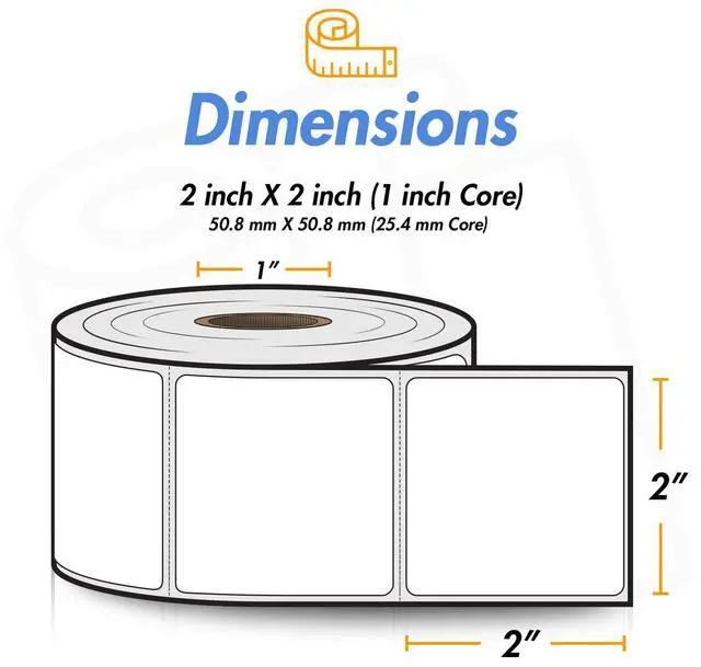 Alt view image 4 of 7 - 2" x 2" Square Direct Thermal Label, 1" Core, 20 Rolls | 750/Roll, Compatible with Rollo & Zebra Desktop Printers, Multipurpose Candle QR Barcode Sticker, Adhesive & Perforated