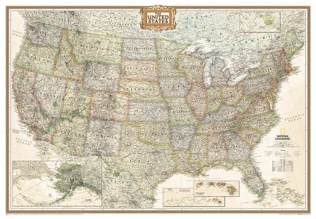 Main image of United States Executive Wall Map - Antique Style - Extra Large - 69.25 x 48 inches - Art Quality Print