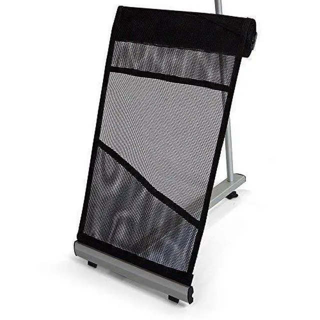Alt view image 2 of 5 - Mesh Brochure Holder - 0.9ft x 4.6ft Portable Literature Stand with 4 Pockets & Carrying Bag, Collapsible Literature Rack For Businesses, Standing Brochure Holder, Vendor Booth Supplies