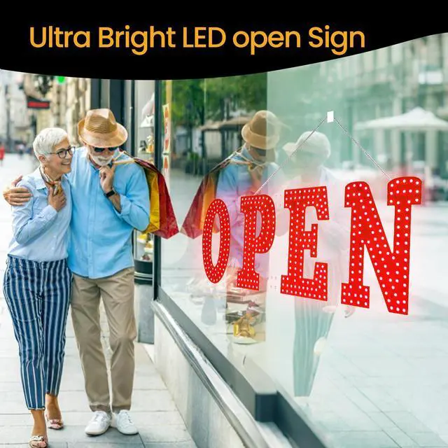 Alt view image 5 of 7 - LED Open Signs for Business 30"x10" Dimmable 7 Color Bright Business Open Sign with Hanging Installation for Window Stores, Hotel, Store, Bar, Retail Shop, Salon, Restaurant
