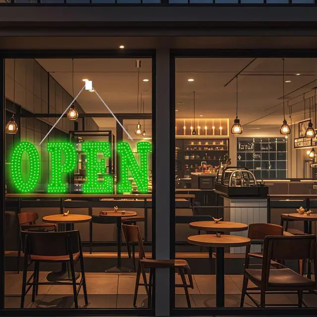 Alt view image 7 of 7 - LED Open Signs for Business 30"x10" Dimmable 7 Color Bright Business Open Sign with Hanging Installation for Window Stores, Hotel, Store, Bar, Retail Shop, Salon, Restaurant