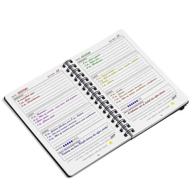Alt view image 2 of 7 - Starter Pack Black Food Journal + Magnetic Meal Planner + Food Plan Pocket Guide + Grocery List Magnet Pad for Fridge Meal Planning Tools to Track Food, Water, & Weight Loss