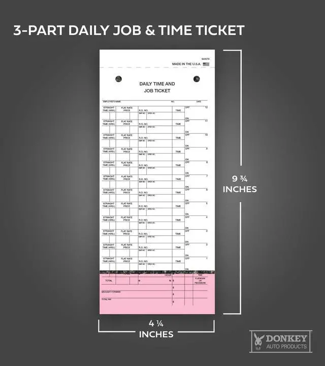 Alt view image 2 of 6 - Daily Time and Job Ticket - 12 Labels per Sheet (3-Part) (Form JT-12-PSG) (500 per Box)