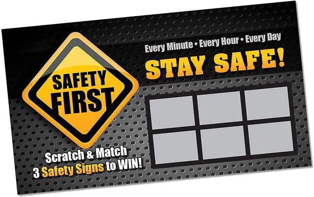 Main image of Safety First Scratch & Win - (100 Cards) - Workplace Safety Scratch Off Game Tickets - Employee Incentive