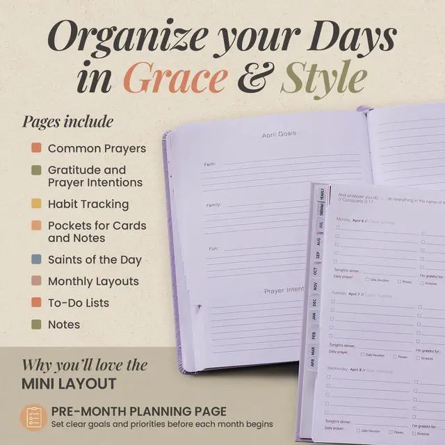 Alt view image 3 of 6 - 2026 Yearly Catholic Planners for Women -6.25x8.25" Purple Mini Perfect Bound Catholic Liturgical Planner, Christian Gifts for Women Faith, Daily Planner Organizer for Students