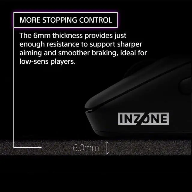 Alt view image 3 of 7 - INZONE Mat-F Control-Type Large 480x400mm Cloth Gaming Mousepad | Thick 6mm Cushion, High Friction, Edge Stitched, SlimFlex Non-Slip Rubber Base, Developed with Fnatic Esports Team