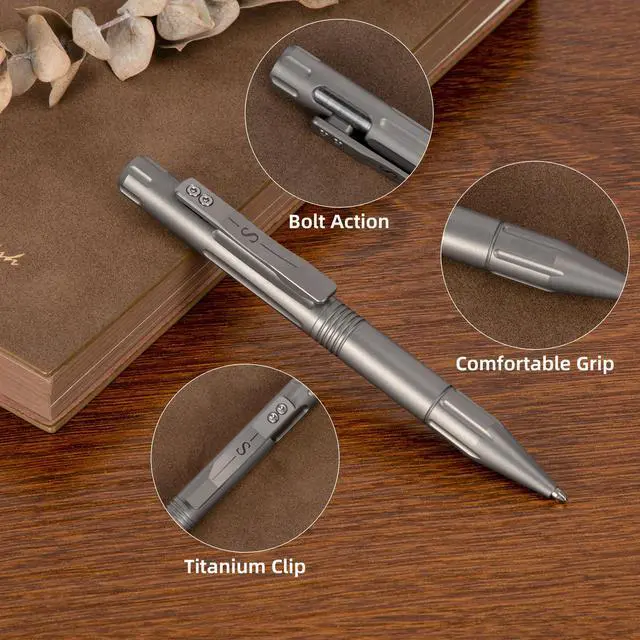 Alt view image 4 of 7 - Titanium Bolt Action Pen, Multicolor | Refillable Titanium Pen Compatible with Parker Refill for Office Writing, Journaling, Signatures, and Everyday Carry