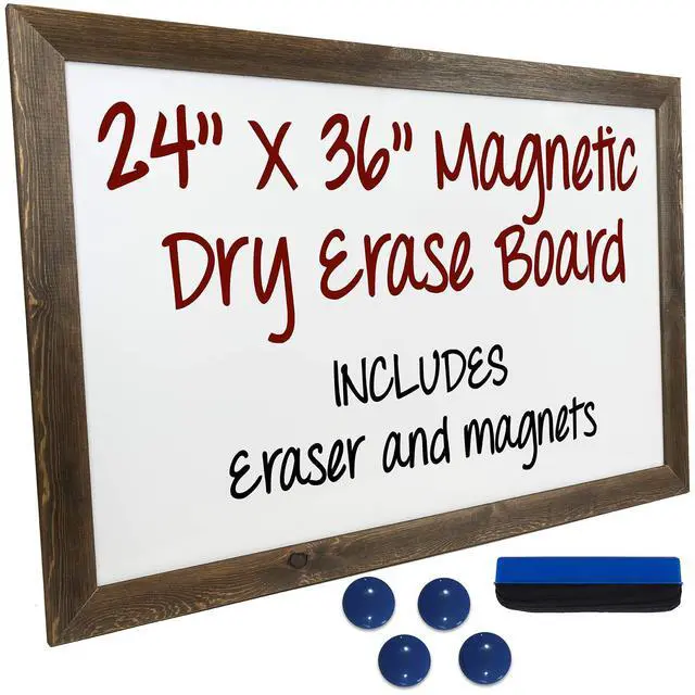 Main image of Rustic Wooden Magnetic Dry Erase Whiteboard, 24"x36"