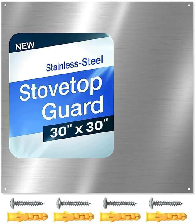 Main image of 30" x 30" Metal Backsplash Panel for Stove, Reversible Flat Wall Shield, Heat-Resistant Kitchen Splatter Guard for Cooking Range, Easy-Clean Backsplash Sheet with Pre-Drilled Holes & Screws
