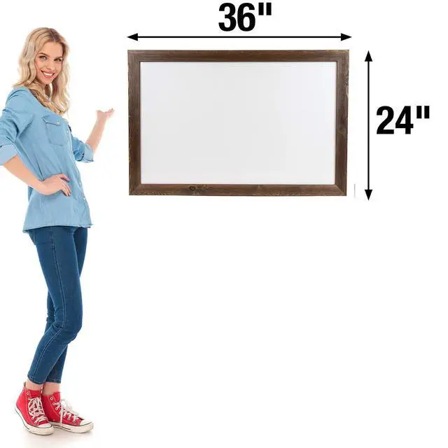 Alt view image 3 of 5 - Rustic Wooden Magnetic Dry Erase Whiteboard, 24"x36"