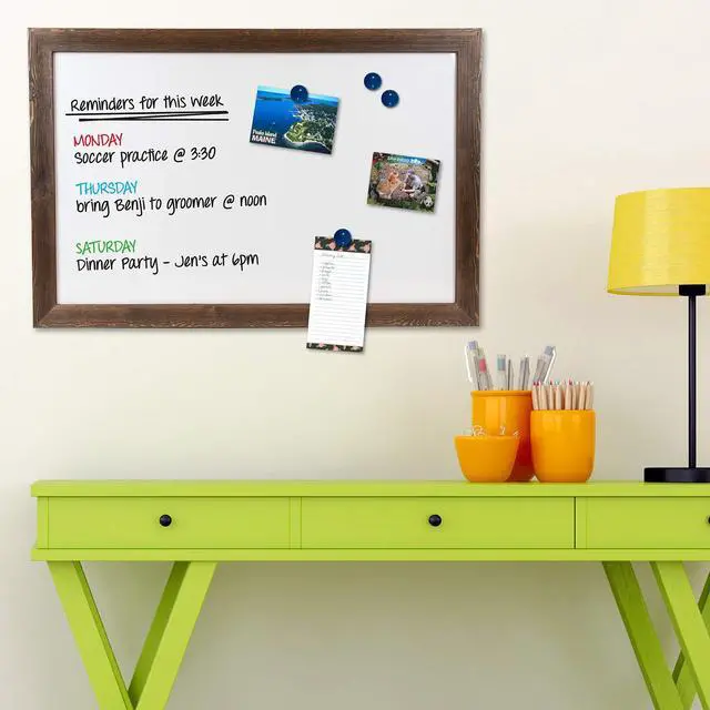 Alt view image 5 of 5 - Rustic Wooden Magnetic Dry Erase Whiteboard, 24"x36"