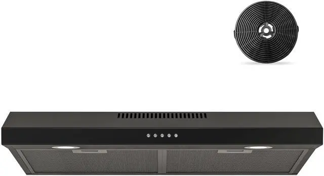 Main image of Black Range Hood 30 Inch Under Cabinet, Ducted/Ductless Convertible Kitchen Hood, 300 CFM, 3 Speed Exhaust Fan, Brushless DC Motor, Stove Hood Vents for Kitchen with LED Lights