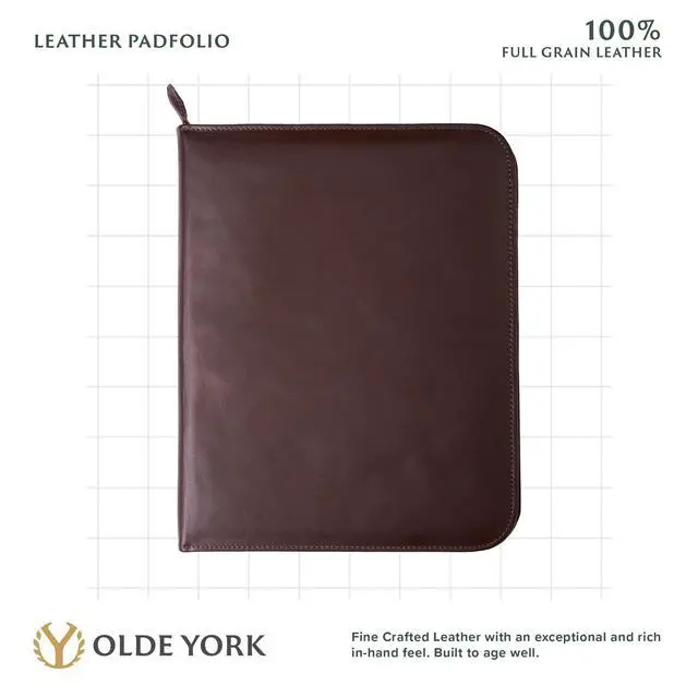 Alt view image 2 of 7 - Leather Padfolio Leather Binder Portfolio for Men, Padfolio for Men & Women 100% Authentic Top-Grain Leather (Dark Brown)