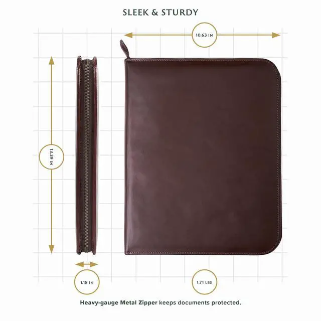 Alt view image 3 of 7 - Leather Padfolio Leather Binder Portfolio for Men, Padfolio for Men & Women 100% Authentic Top-Grain Leather (Dark Brown)