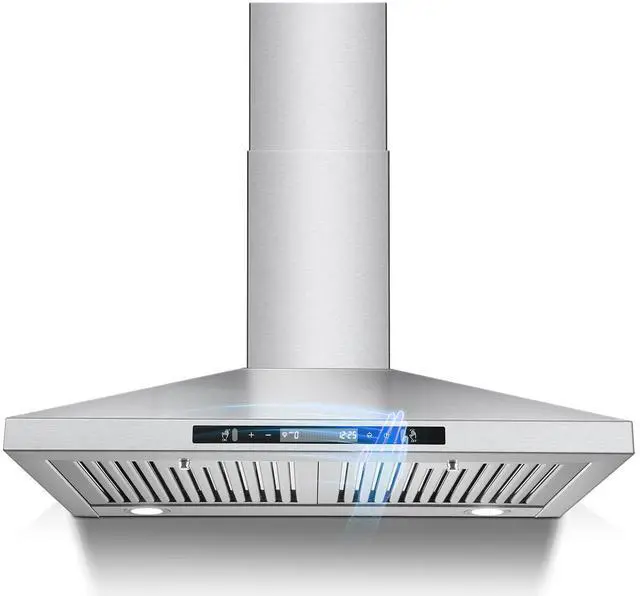 Main image of Wall Mount Range Hood 30 inch with Touch and Gesture Sensing Control,Chimney-Style Stainless Steel Range Hood,Vent Hood 30 inch Ducted/Ductless Convertible Kitchen Hood,Baffle Filters