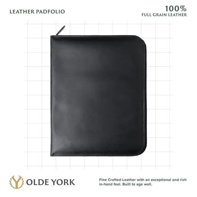 Alt view image 2 of 6 - Leather Padfolio Leather Binder Portfolio for Men, Padfolio for Men & Women 100% Authentic Top-Grain Leather (Black)