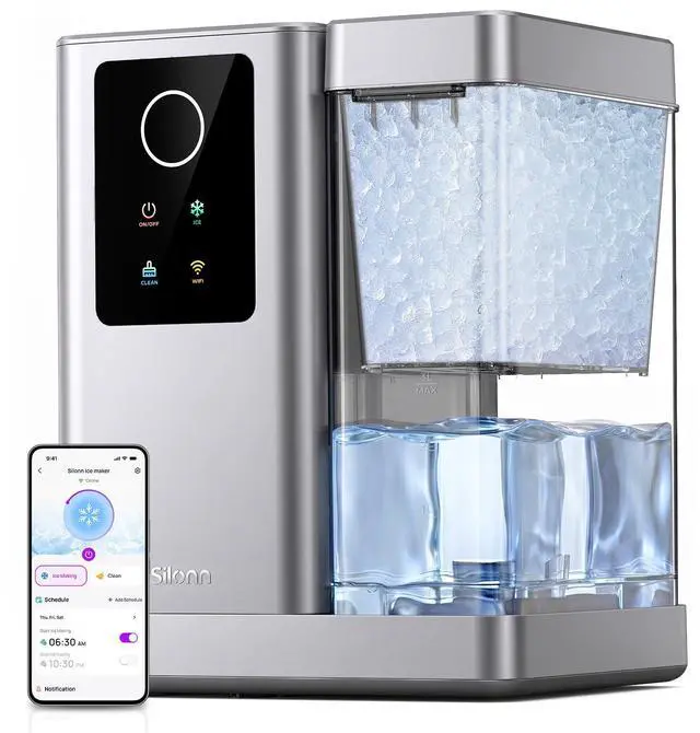 Main image of Nugget Ice Maker Countertop with APP & Voice Control, Self Cleaning Ice Machine with 3L Large Water Tank, 40 lbs/24H Soft Chewable Ice, Portable Pebble Ice Maker for Home and Party, Silver