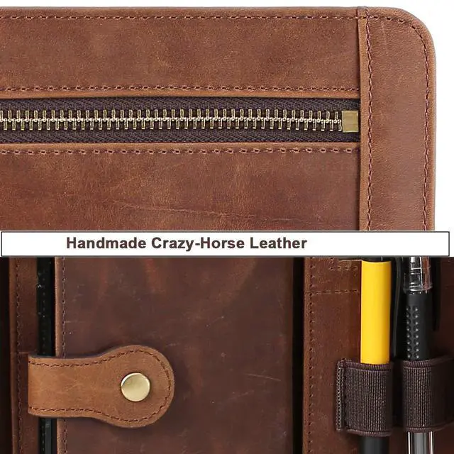 Alt view image 2 of 6 - Leather Case for ipad Pro 11" Genuine Leather Smart Folio with Pencil Holder Zipper Pocket Multifunctional iPad case Compatible with iPad 11 /iPad 10.5/10.2 inch ipad/iPad 9.7
