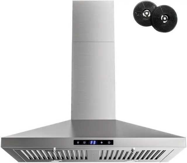 Main image of Range Hood 30 inch, Wall Mount Kitchen Hood in Stainless Steel With Ducted/Ductless Convertible, Stove Vent Hood with Permanent Filters, 3 Speed Exhaust Fan, LED Lights, Touch Control