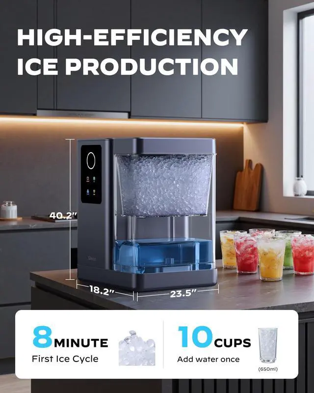 Alt view image 2 of 7 - Nugget Ice Maker Countertop with App & Voice Control, 40 lbs/24H Pebble Ice Machine, 3L Water Tank, Self Cleaning Sonic Ice Maker, Soft Chewable Ice for Home, Kitchen, Party