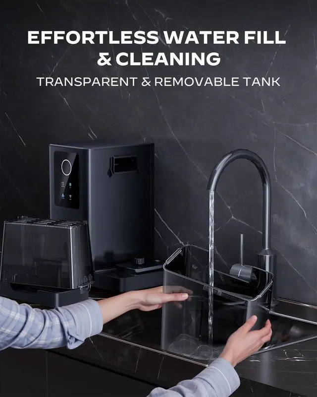 Alt view image 6 of 7 - Nugget Ice Maker Countertop with App & Voice Control, 40 lbs/24H Pebble Ice Machine, 3L Water Tank, Self Cleaning Sonic Ice Maker, Soft Chewable Ice for Home, Kitchen, Party