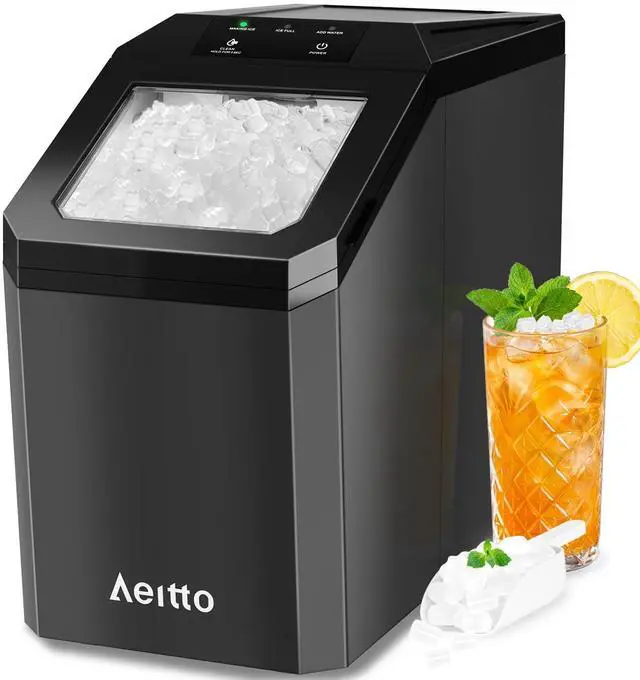 Main image of Nugget Ice Maker Countertop, 55lbs/Day, Rapid Ice Release in 5 Mins, Large Capacity Chewable Ice Maker, Self-Cleaning with Stainless Steel Housing Ice Machine for Home Office and Party, Black