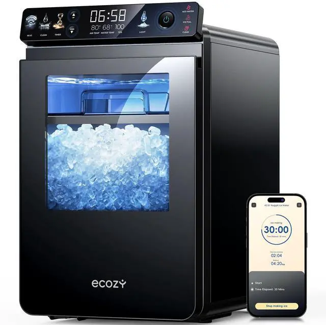 Main image of Nugget Ice Maker Countertop, Smart Ice Machine with APP Control | 44 lbs Per Day Pebble Soft Pellet Chewable Ice with Self-Cleaning, Black